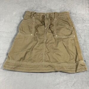 Adventure Organic Cotton Cargo Skirt Olive Brown Contrast Stitch Utility Mini 4